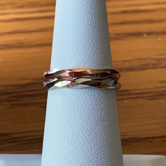 10K Rose GOLD and White GOLD Ring Set - Picture 7 of 8